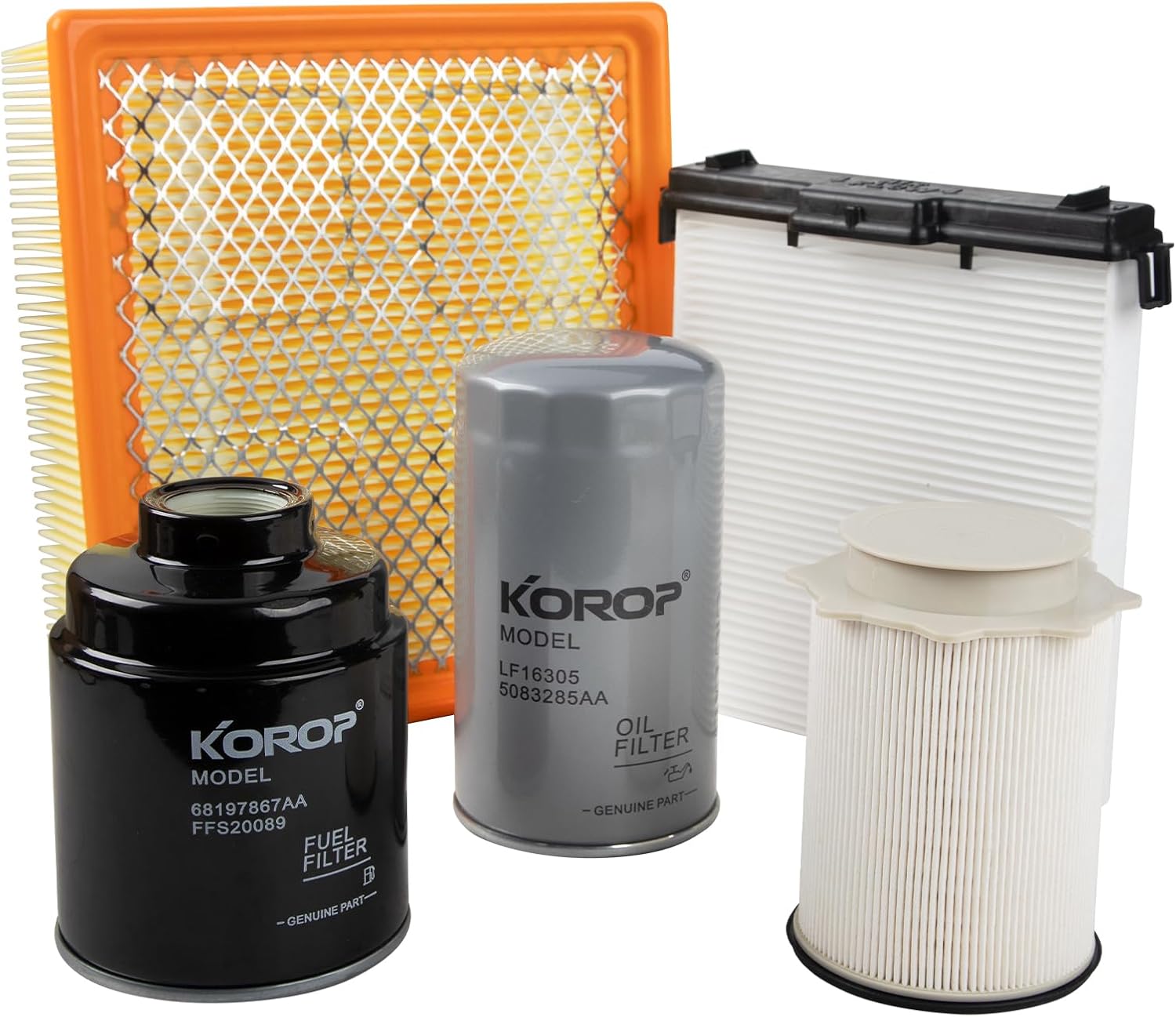 6.7L Cummins Fuel Filter Oil Filter Air Filter and Cabin Air Filter Kit Compatible with 2013-2018 Dodge RAM 2500 3500 4500 5500 Diesel Replaces 68197867AA 68157291AA 5083285AA 53034051AB 68406048AA