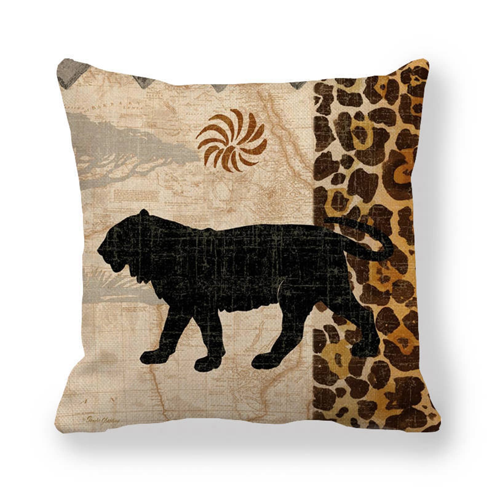 Federe per Cuscini,Copricuscini Divano Moderna fodere Cuscini Decorativi Set di 4 Stampa leopardo animale giraffa Quadrate Federe Decorative Lino per Casa Soggiorno Camera da Letto Decorazione 55x55cm
