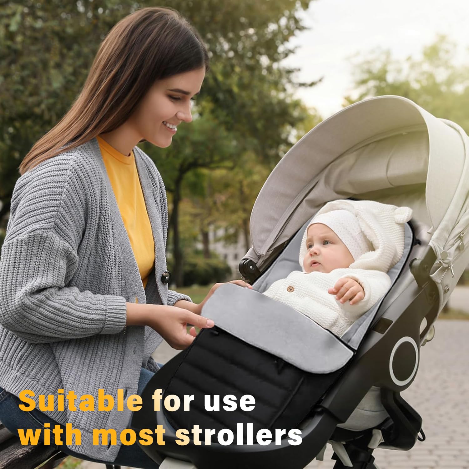 Sacco Termico Passeggino Universale | Coprigambe Invernale Staccabile | Imbottitura In Cotone E Pile | Grigio