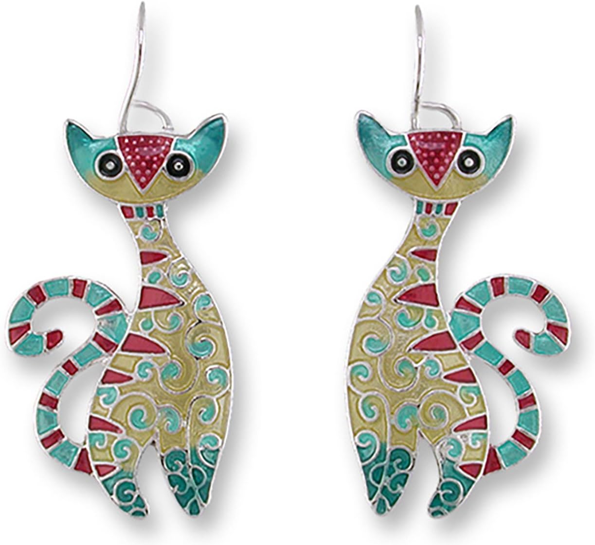 Cat Radiance Enamel Dangle Earrings By Zarah