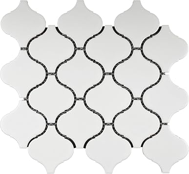 BT-PM5 White Lantern Porcelain Mosaic Tile Matt Finish 11 in. x 9-1/2 in. x 6mm Thickness 1 Sheet=0.73 sqt Heavy Duty Commercial and Residential Wall and Floor Tile 1 Box 11 Sheets