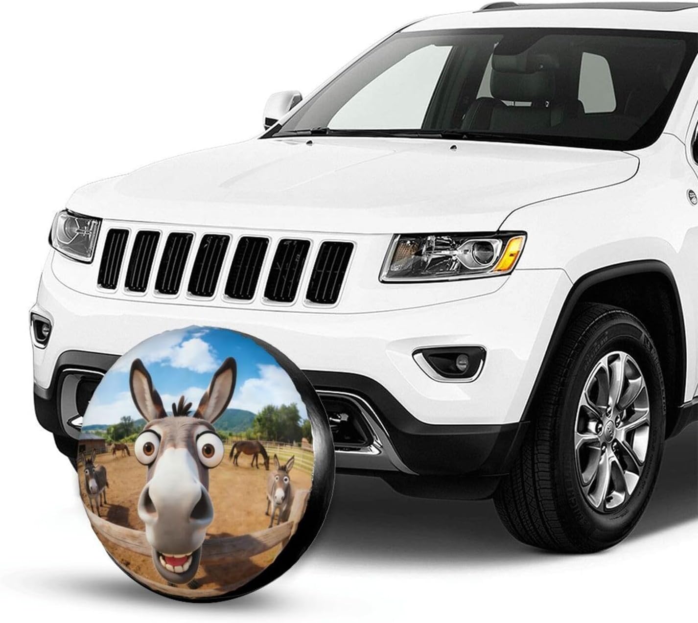PVC Leather Spare Tire Covers for Trailers,Funny Cute Donkey Animal Wheel Protectors Waterproof Sun Protection Universal Fit for Rv SUV Truck Camper Travel Accessories,15 inch image 4