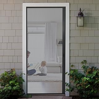 No-Drilling Retractable Sliding Screen Door, Seamless Aluminum Frame Low...
