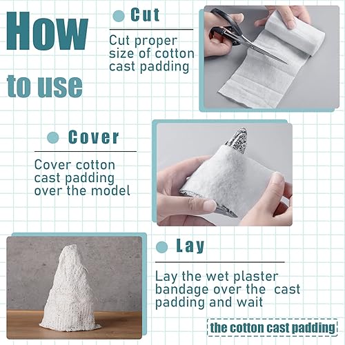 Miniatura 4 de Paquete individual de 12 rollos de relleno fundido, de algodón suave, con vendaje de gasa de yeso para Halloween, vendaje de vendaje artístico
