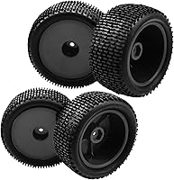 Vista 2 de Neumático de goma OD 88mm/3.46" delantero trasero y llantas de rueda de plástico con cubo de 12mm Hex compatibles con Redcat Tornado Shockwave HPI