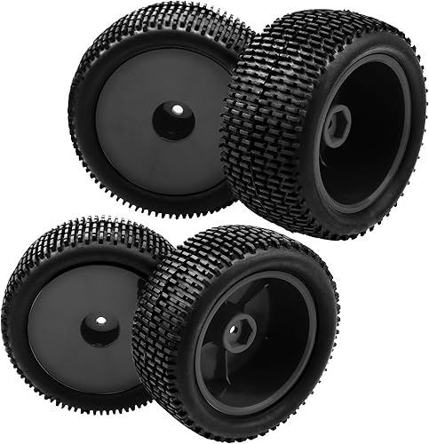 Miniatura 2 de OD 88mm3.46" Neumático de goma delantero trasero y llantas de plástico 0.472 in cubo hexagonal compatible con Redcat Tornado Shockwave HPI HSP