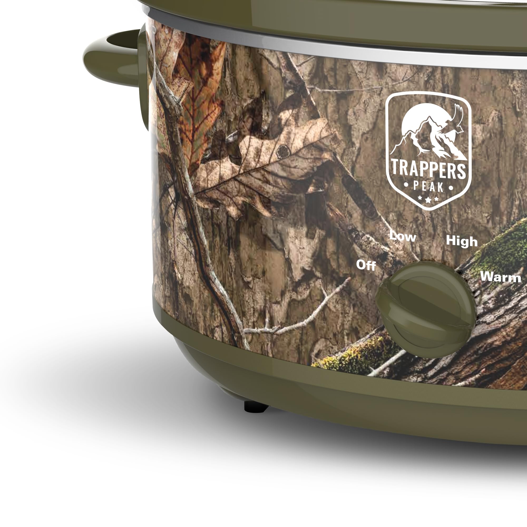Trapper's Peak Olla ovalada de 7 cuartos de galón con ajustes de calor para electrodomésticos de cocina, uso en encimera y cocina, color verde camuflaje