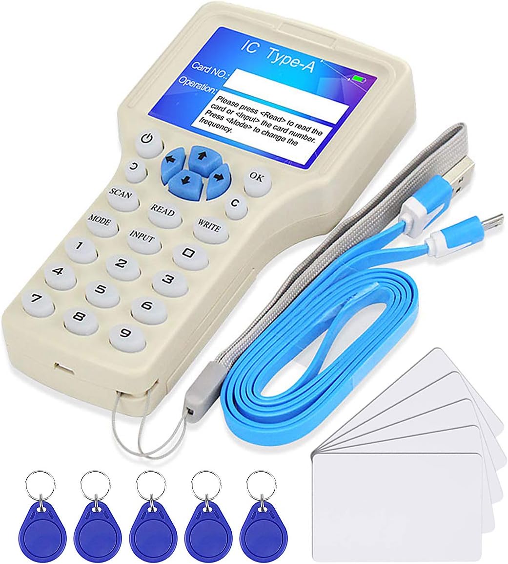 CIFY 125KHz 13.56MHz RFID Reader Writer, ID IC HID UID Fob Copier, NFC Reader, 10 Frequencies RFID Card Duplicator, Encrypted Card Decoder, with 10PCS Rewritable Key Cards, USB Interface