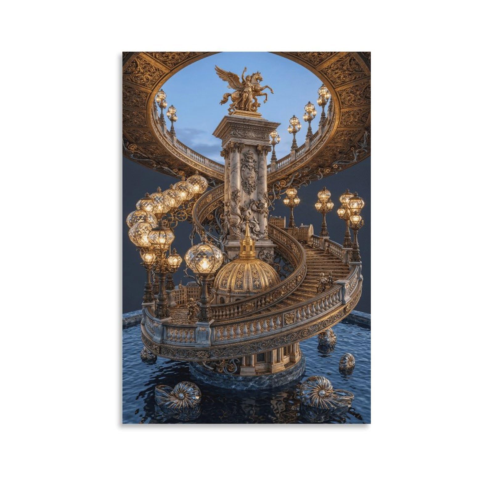 XPASHIQWC Spiral Arch Bridge Wall Decor Poster Giclee Canvas Prints Modern Wall Art Picture Wall Hanging for Home Decorations 08x12inch(20x30cm)