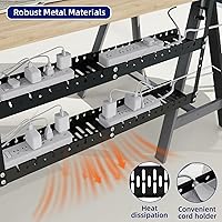 Vista 7 de 31Inch Extendable Under Desk Cable Management Tray, Metal Cable Management Tray Under Desk Cord Management with Clamp, Extendable Power Strip Cord