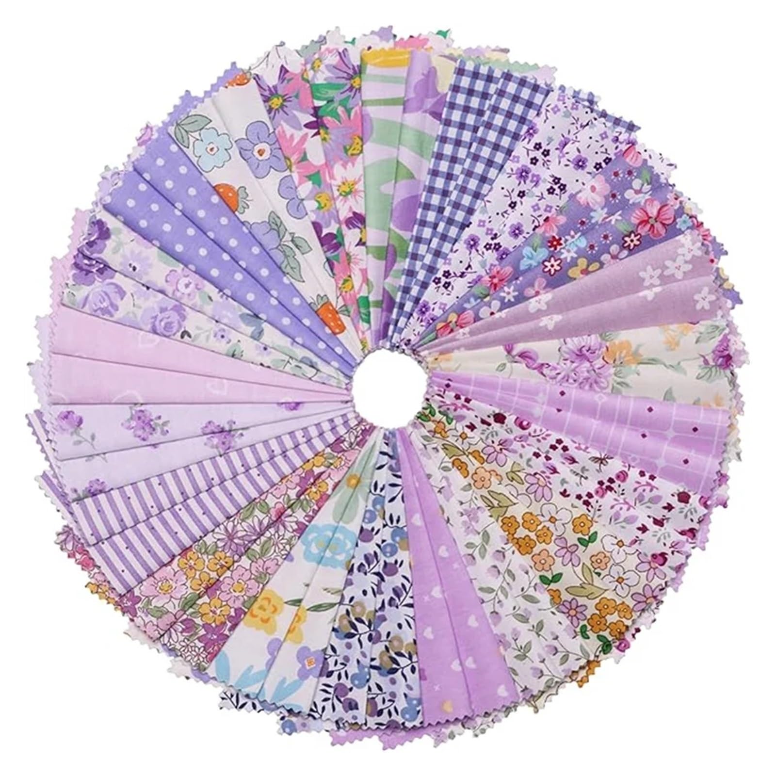 Patchwork Stoffe 42 Stück lila gesteppte Stoffquadrate, 12,7 x 12,7 cm, vorgeschnittener gesteppter Stoff, Blumen-Patchwork
