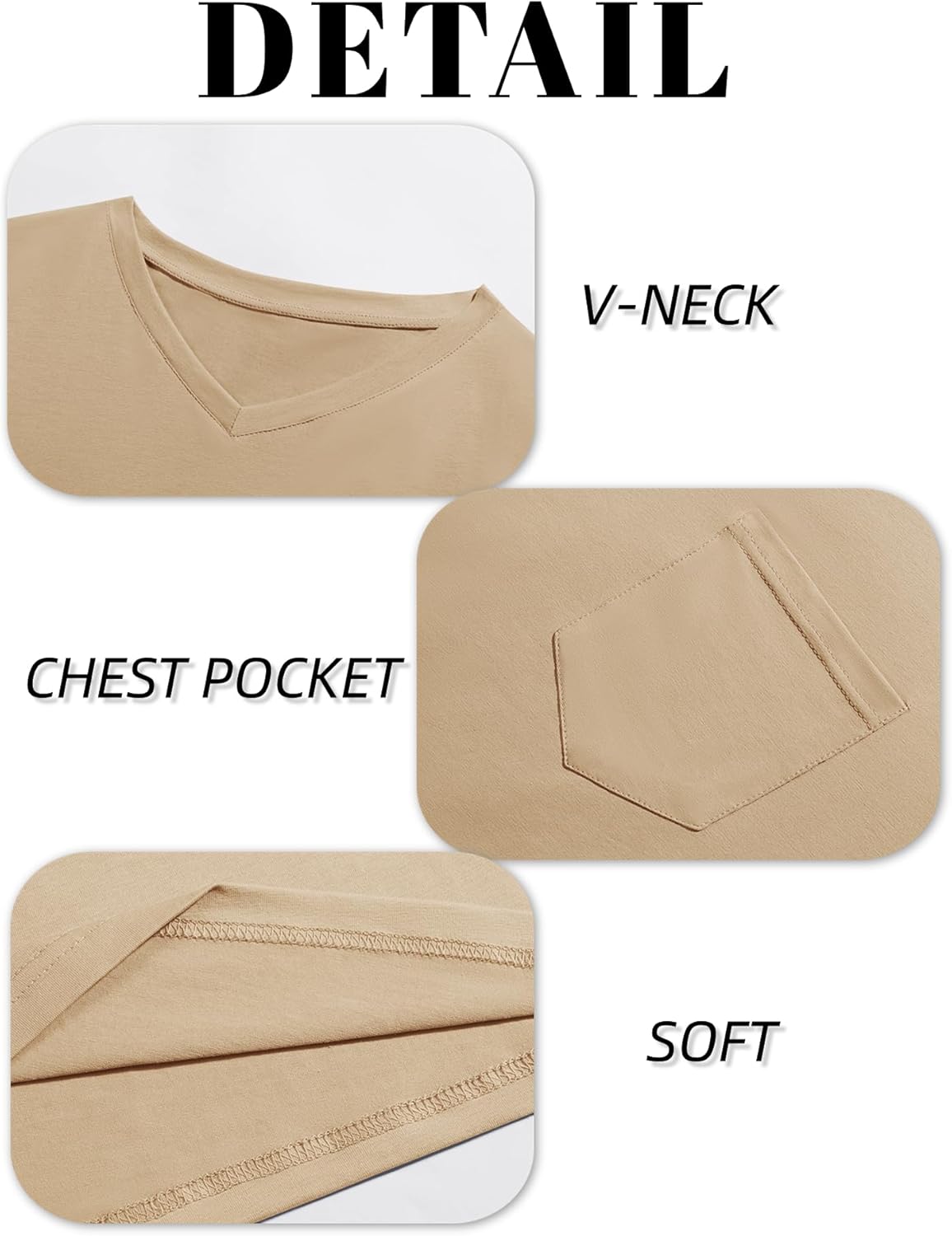 Runcati Mens Cotton V Neck T-Shirts Short Sleeve Casual Basic Summer Beach Pocket Tee Tops - Image 4