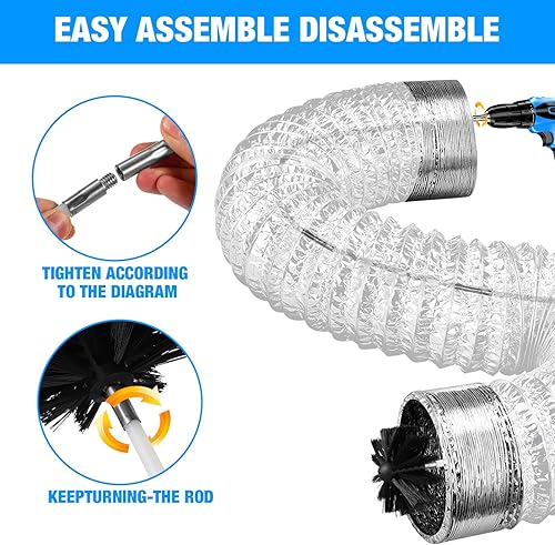 Miniatura 7 de Kit limpiador de ventilación para secadora, cepillo limpiador de organización de lavandería, herramientas de limpieza de conductos de aire con