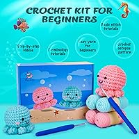 Vista 48 de Crochetta Kit de ganchillo para principiantes, kit de animales de ganchillo Amigurumi con tutoriales en video paso a paso, paquete de inicio
