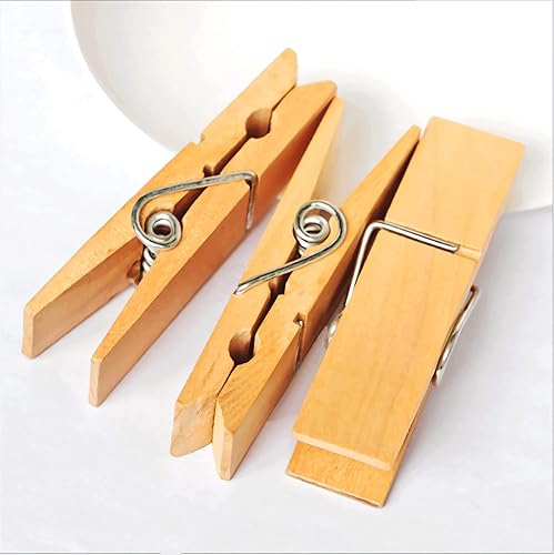 50 pinzas de madera grandes, resistentes y resistentes para colgar, al aire libre, manualidades