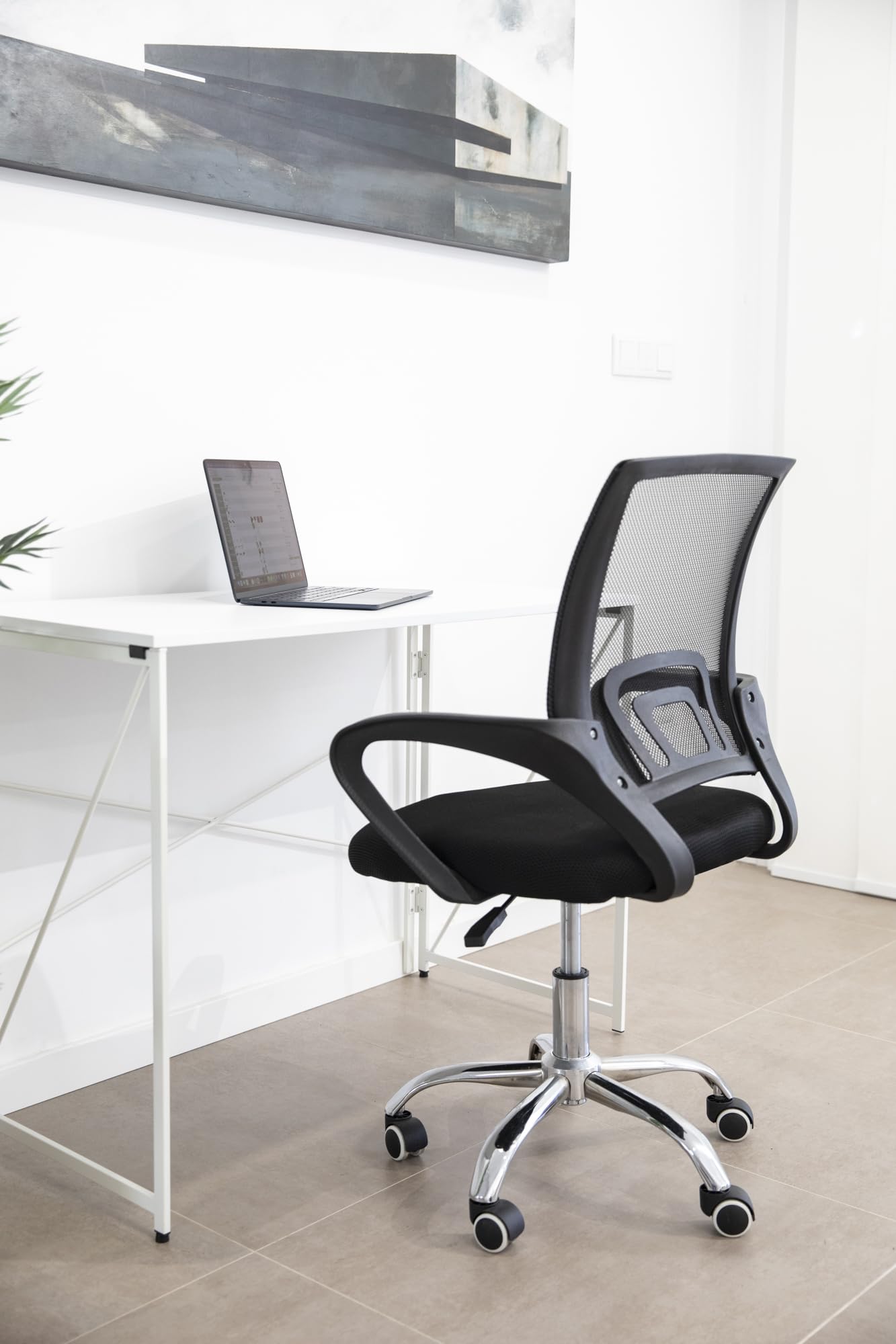 DUPI Silla Oficina Escritorio Riga | Respaldo Ergonómico de Malla | Giratoria 360º con Altura Ajustable | Reposabrazos Cómodos | Estructura de Acero, Negro, Normal, Metal