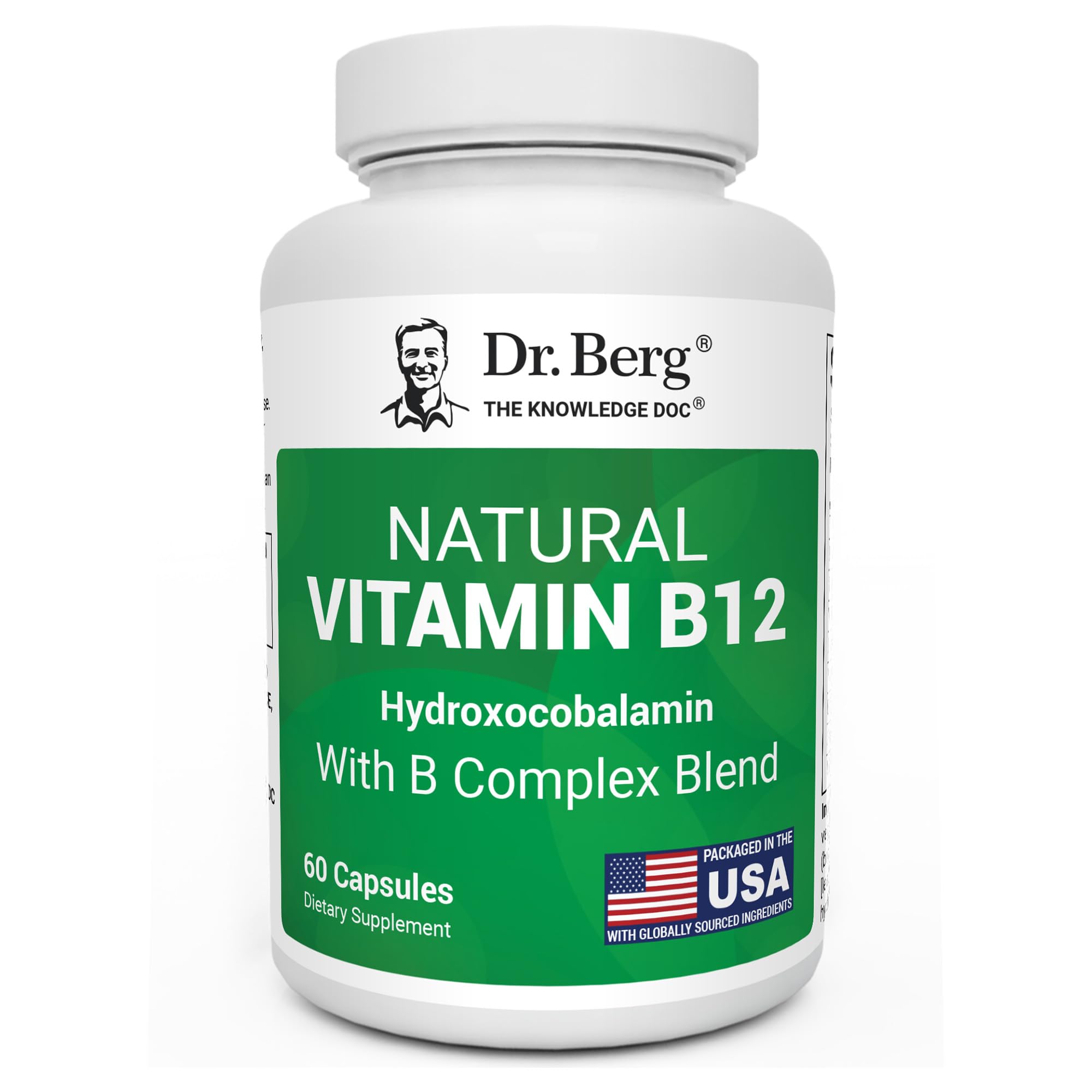 Dr. Berg Natural Vitamin B12 1000 mcg | Hydroxocobalamin | 60 Capsules