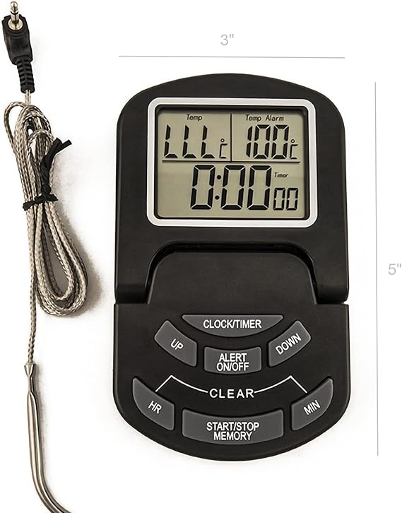Review FixtureDisplays® Digital Kitchen Food Meat Cooking Electronic Thermometer Probe for BBQ, Oven, Grill and Smoker with Timer Alarm 16810