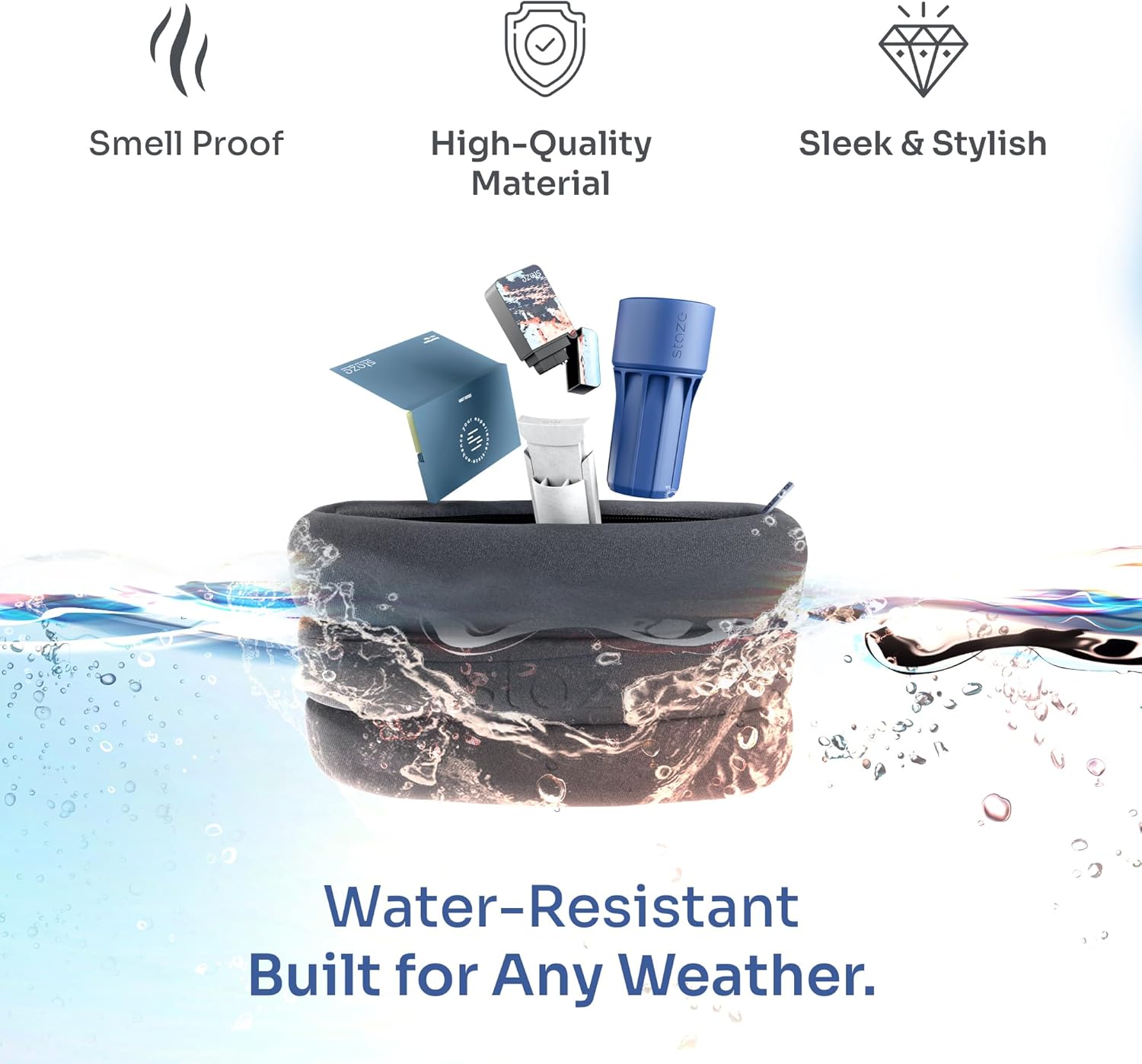 Staze Bag - Waterproof, Neoprene Pouch, Zipper Closure Stylish Pouch for Travel & Storage (Slate, 10.5” x 7”) - Image 4