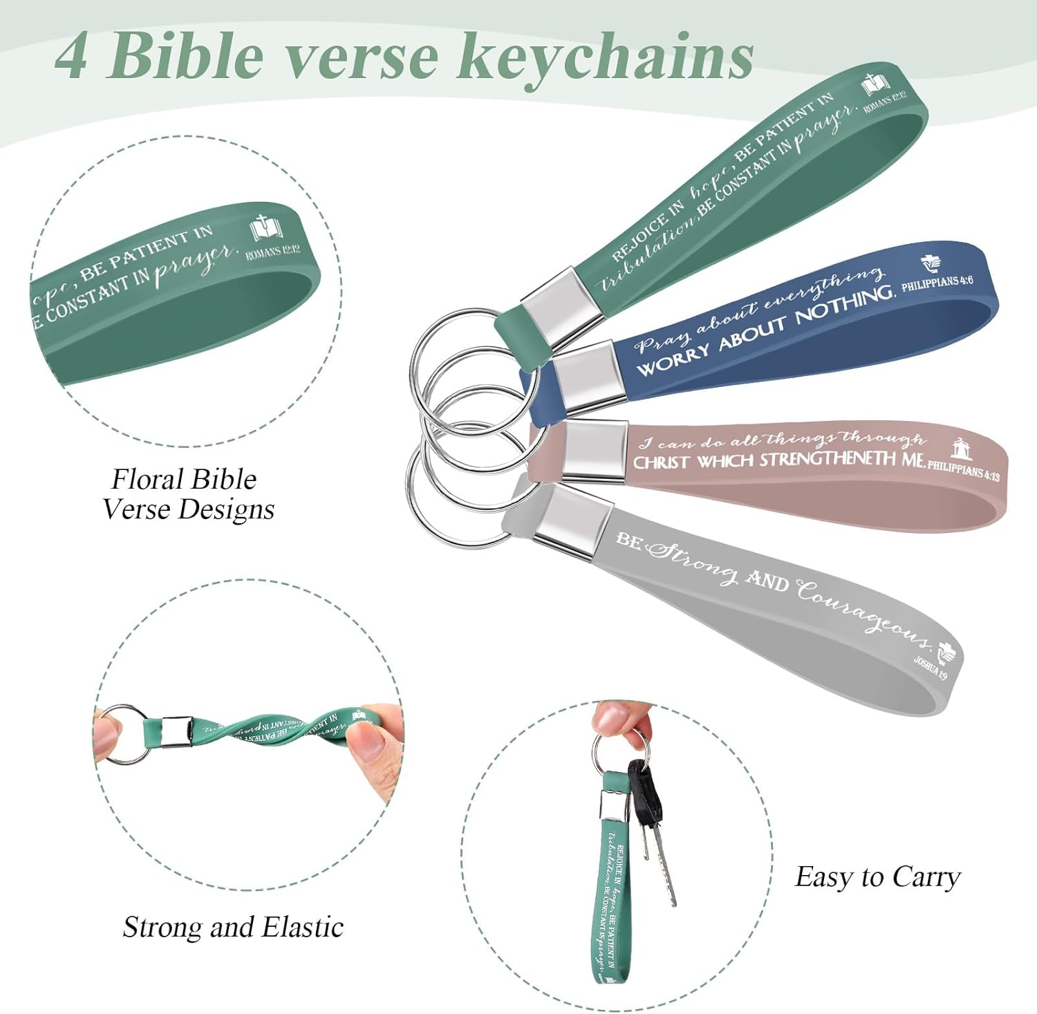 Fumete 4 Sets Mother's Day Christian Gifts for Women 20oz Bible Verse Tumbler Religious Makeup Cosmetic Bags Christian Silicone Keychains Inspirational Gifts for Church Members Church Holy Week