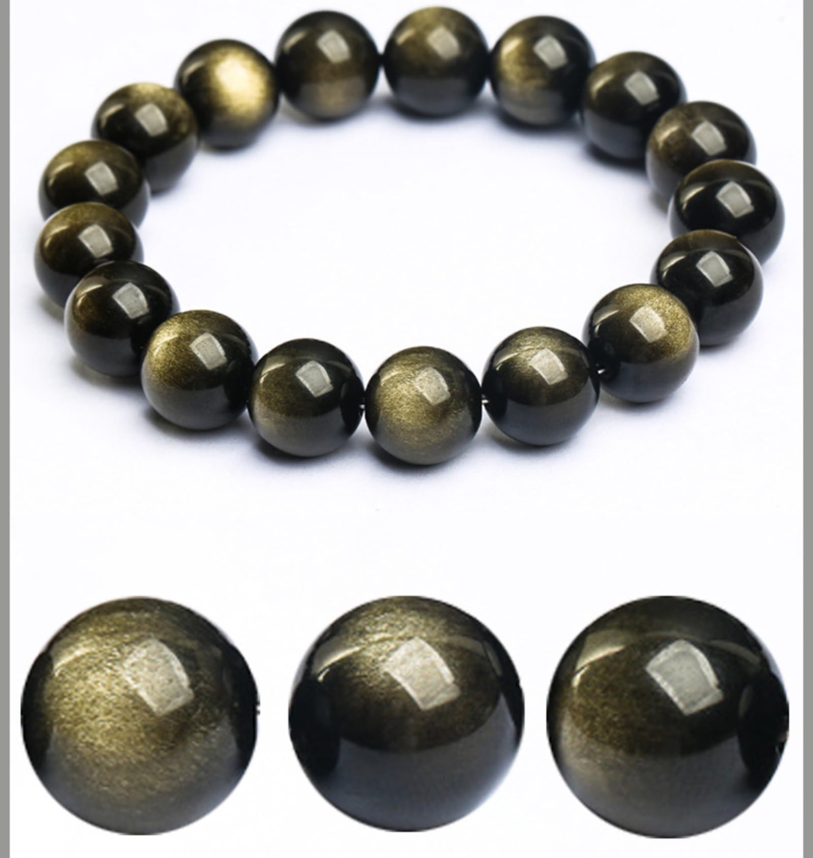 Bracciale con Gemme di Cristallo Naturale di Grado 5A | Perle di Quarzo caricate con energia curativa | Bracciale Elastico Artigianale per Donne, Uomini e Ragazzi,A,14MM