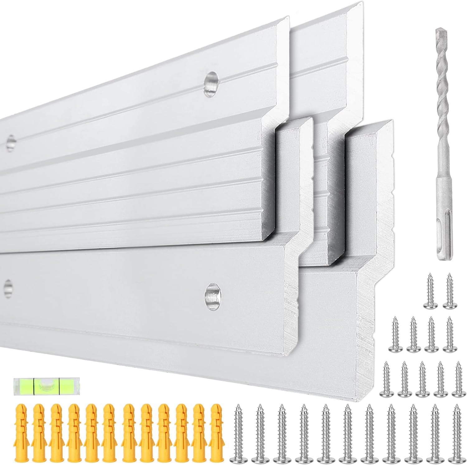 French Cleat Hanger 30 inch, 2 Pairs Aluminum Alloy Z Clips Heavy Duty Mirror Mounting Hardware 200 lbs Load Interlocking Z Brackets Hangers Picture Hanging Kit for Hanging Mirror, Cabinet, Frame