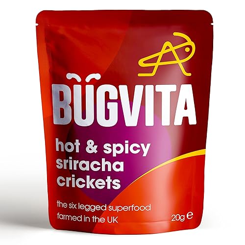 Hot and Spicy Sriracha Crickets | 20g | Farmed in the UK | Six-legged Superfood | Edible insects for human consumption