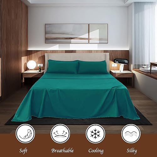 Miniatura 6 de Juego de sábanas para cama King ultrasuaves serie 1800, sábanas refrescantes de lujo, 100% microfibra, transpirable, sin arrugas, tamaño King,