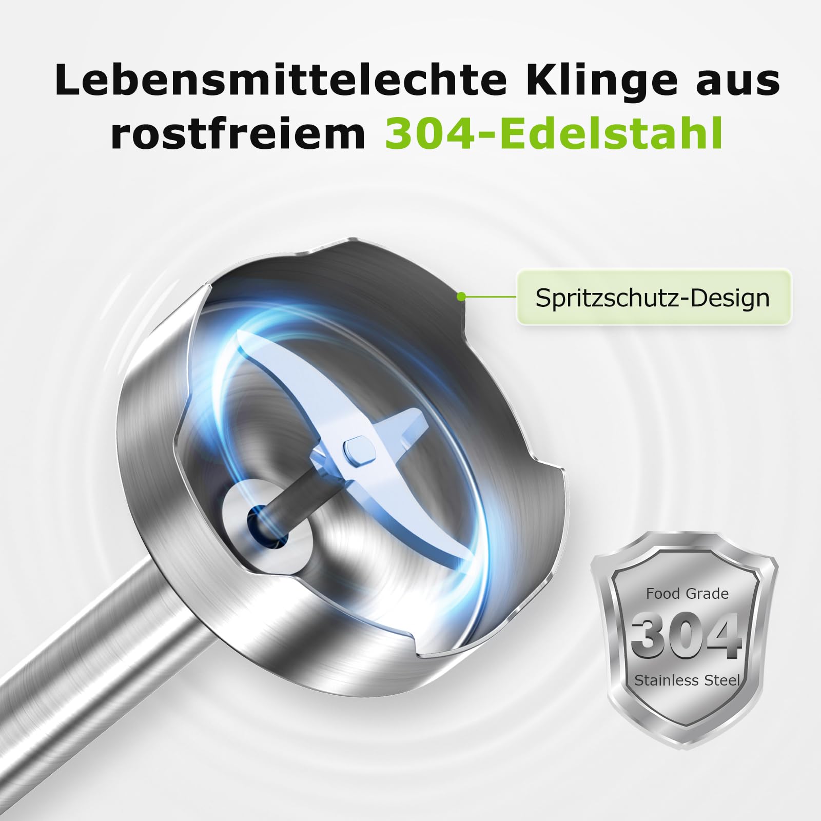 Bonsenkitchen Stabmixer 4-in-1, 1000W Edelstahl mit 12 Stufen Turbo, Schneebesen 700ml Messbecher Lebensmittelhacker, Pürierstab für Babynahrung Suppen Smoothies