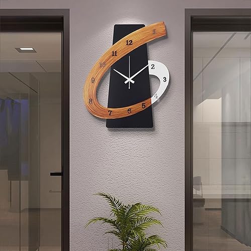 Miniatura 8 de Reloj de pared decorativo grande, moderno, de 20 pulgadas, color negro, silencioso, sin tictac, de metal, para sala de estar, hogar, cocina,