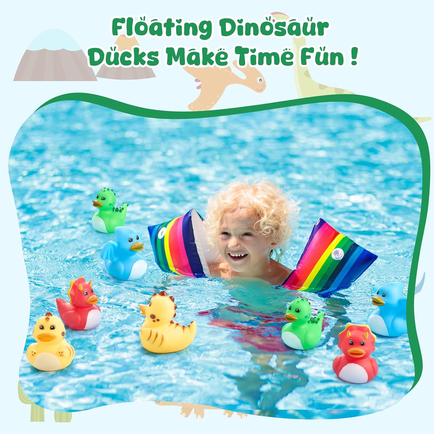 Lewtemi 24 Pcs Dinosaur Rubber Ducks Bulk Mini Cruise Ducks Bath Little Character Toys Birthday Party Favors Gifts Duckies Cute for Cruise Ship Hiding Pool Bathtub Piñata Filler Supplies Decoration
