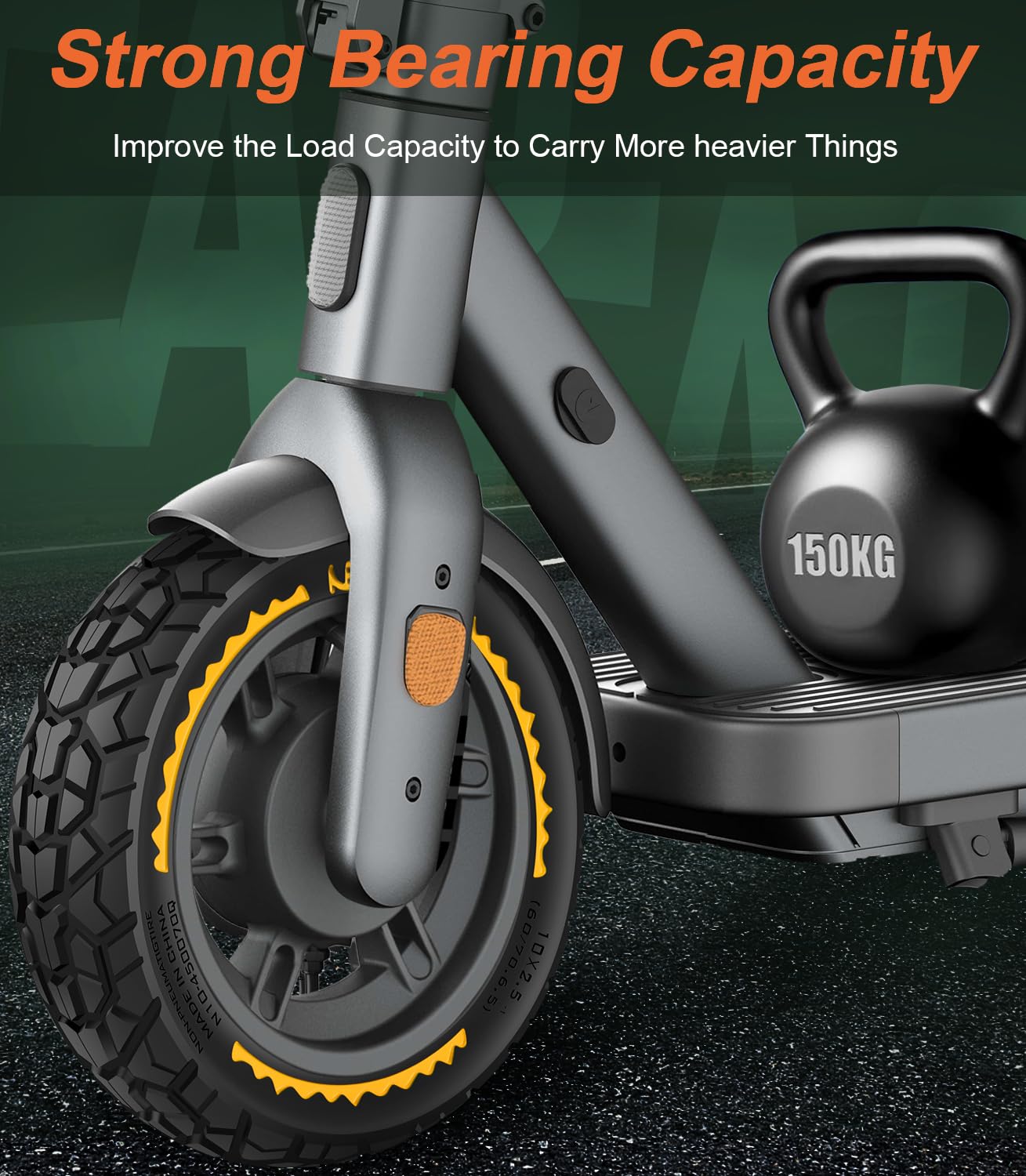 BANGTING 2PCS 10x2.50-6.5 Pneus Increvables pour Roue Trottinette Electrique - 60/70-6.5 Pneu Tubeless, 10x2.50 Pneu Plein Tout-Terrain pour Ninebot G30 Série et Xiaomi 5/5 Pro/5 Max (Jaune)