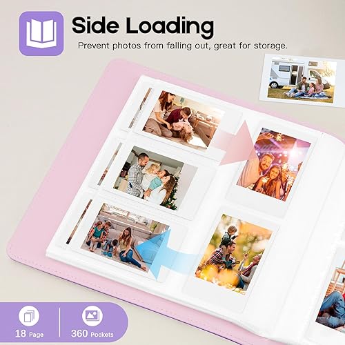 Miniatura 5 de Álbum de fotos de 360 bolsillos para cámara Fujifilm Instax Mini, álbum de fotos para Polaroid, cubierta de cuero, álbum de fotos para cámara