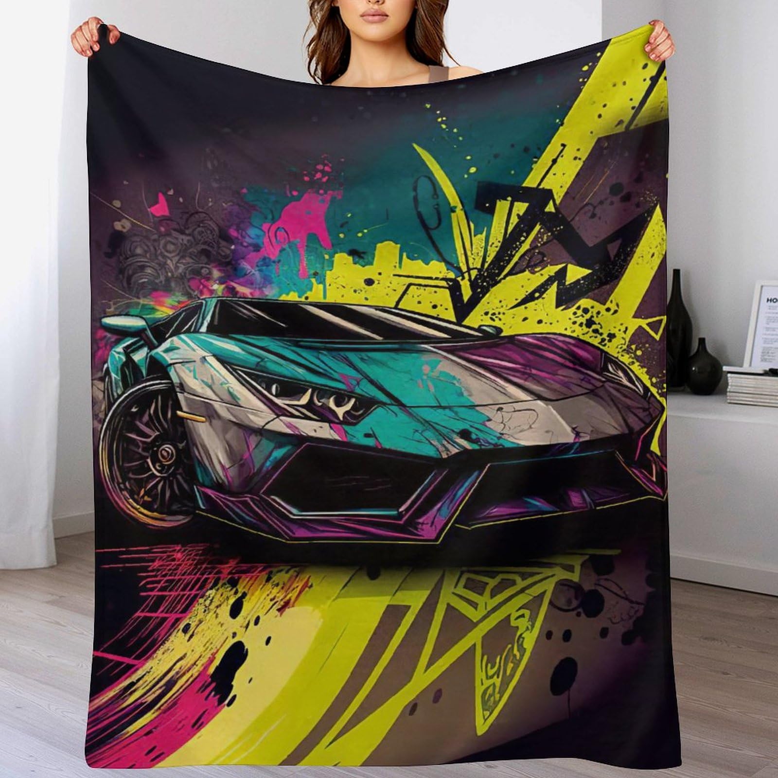 Couverture Flanelle Voiture de Sport pour Protéger Canapé et Réchauffer le Lit