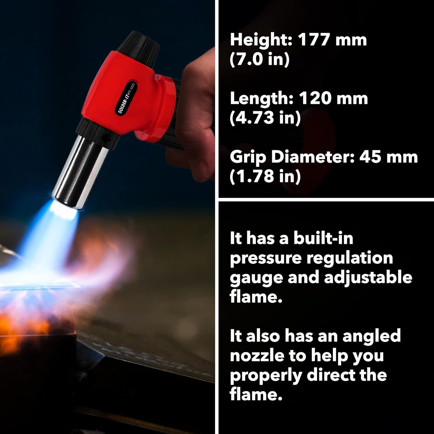 Solder-It Pro-Torch Butane Powered Torch with Automatic Ignition (PT-500) (Red)