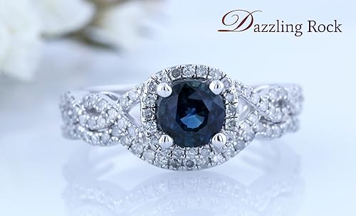 Miniatura 3 de Dazzlingrock Collection Juego de anillos de boda con halo de espiral infinito de diamantes blancos y piedras preciosas redondas de 0.228 in para