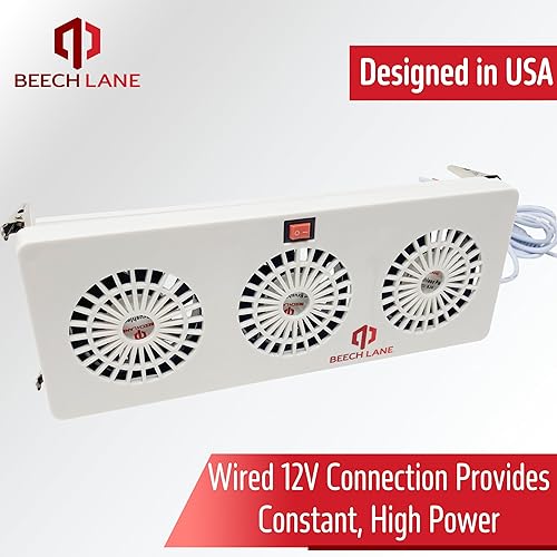 Miniatura 2 de Beech Lane Ventilador de aleta evaporador de refrigerador de 12 V, patente pendiente, tres ventiladores maximizan el flujo de aire, se fija a las