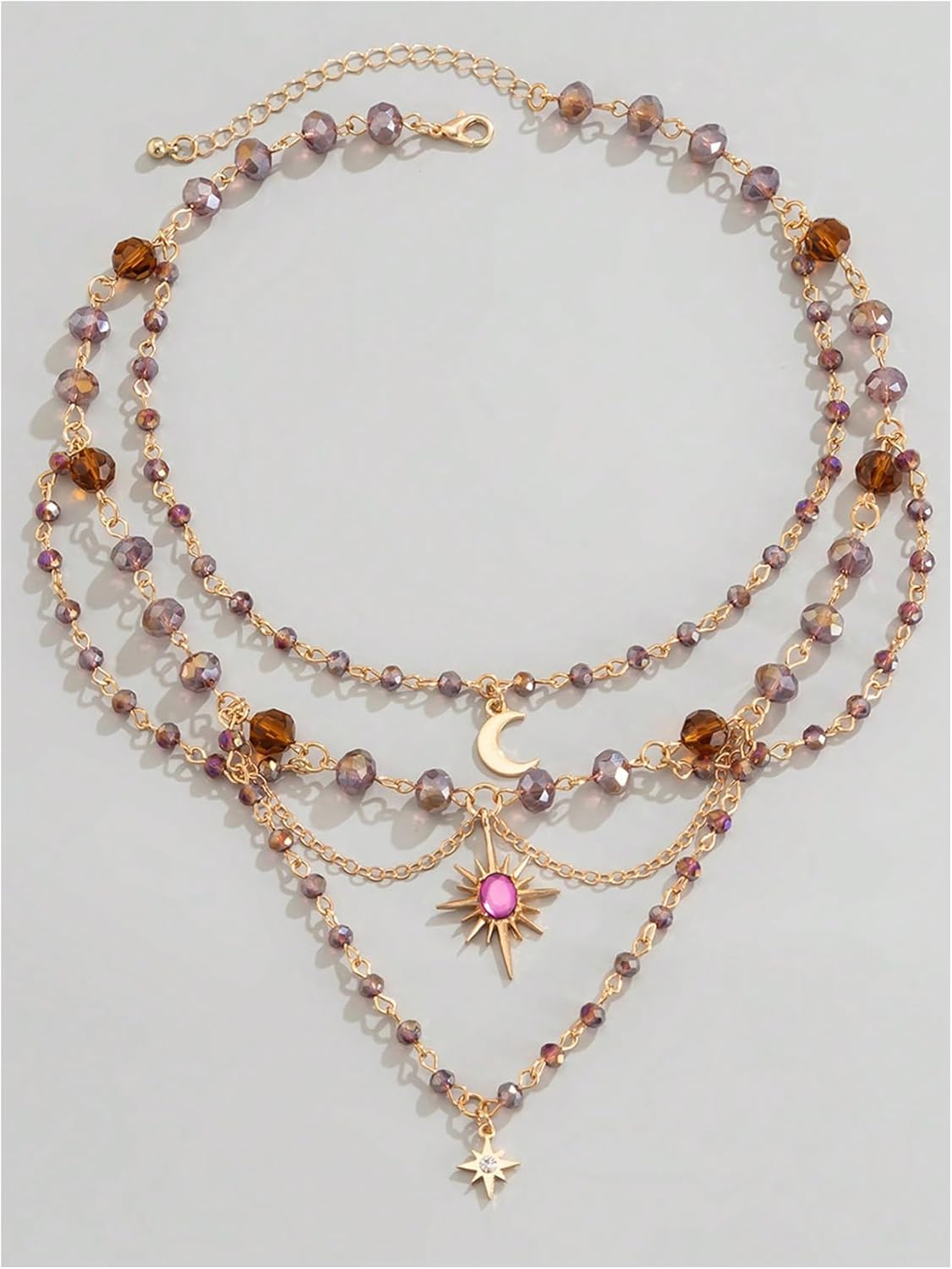 WDIRARA Women's Boho Layered Necklace Retro Style Multi-layer Beaded Chain Pendant Necklace Jewelry - Image 3