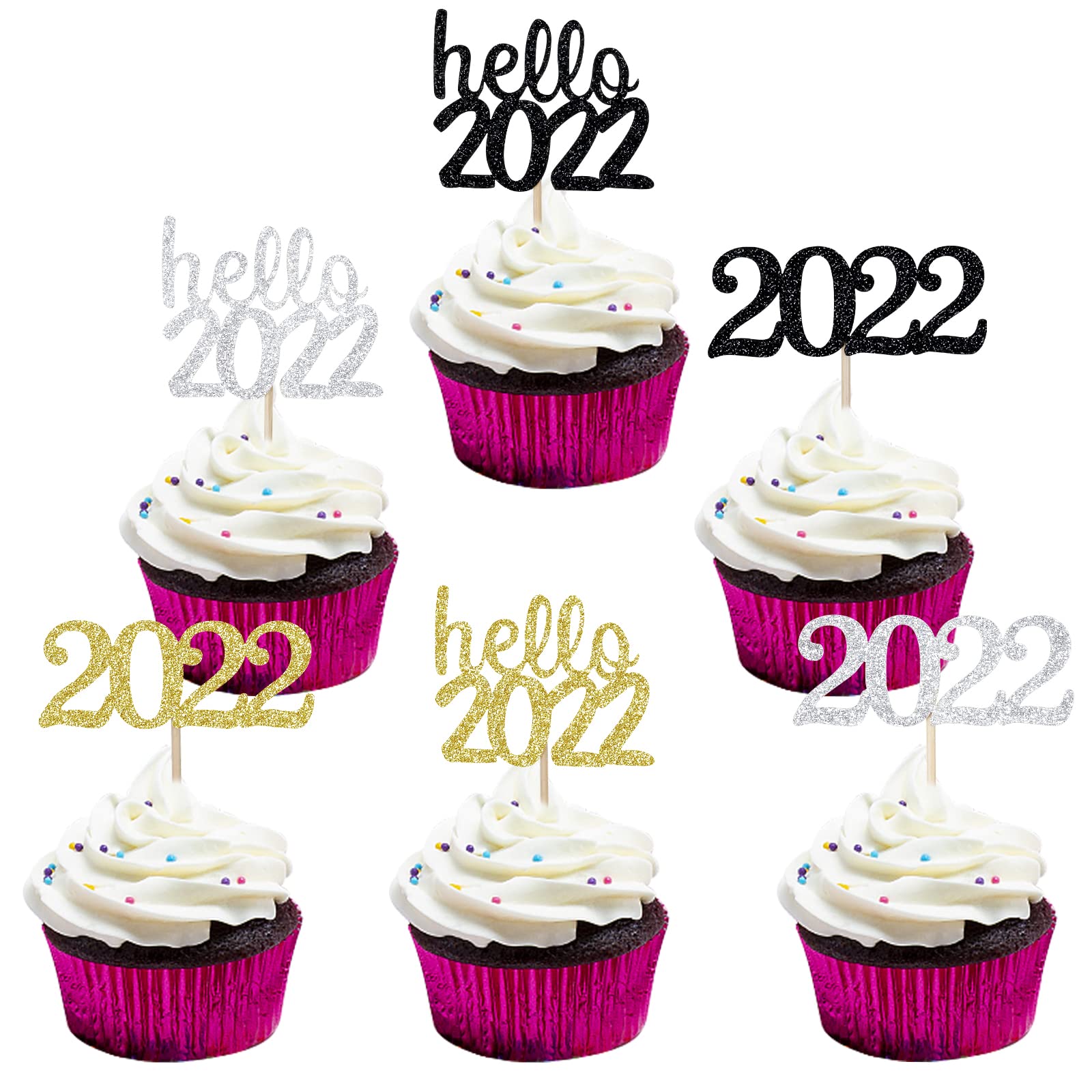 Amazon.com: 24Pcs Glitter Hello 2022 2022 New Year Cupcake Toppers Cake  Food Picks - New Years Eve Party Supplies 2022,Happy New Year Party Decorations  2022,New Year Cake Decorations : Grocery & Gourmet Food