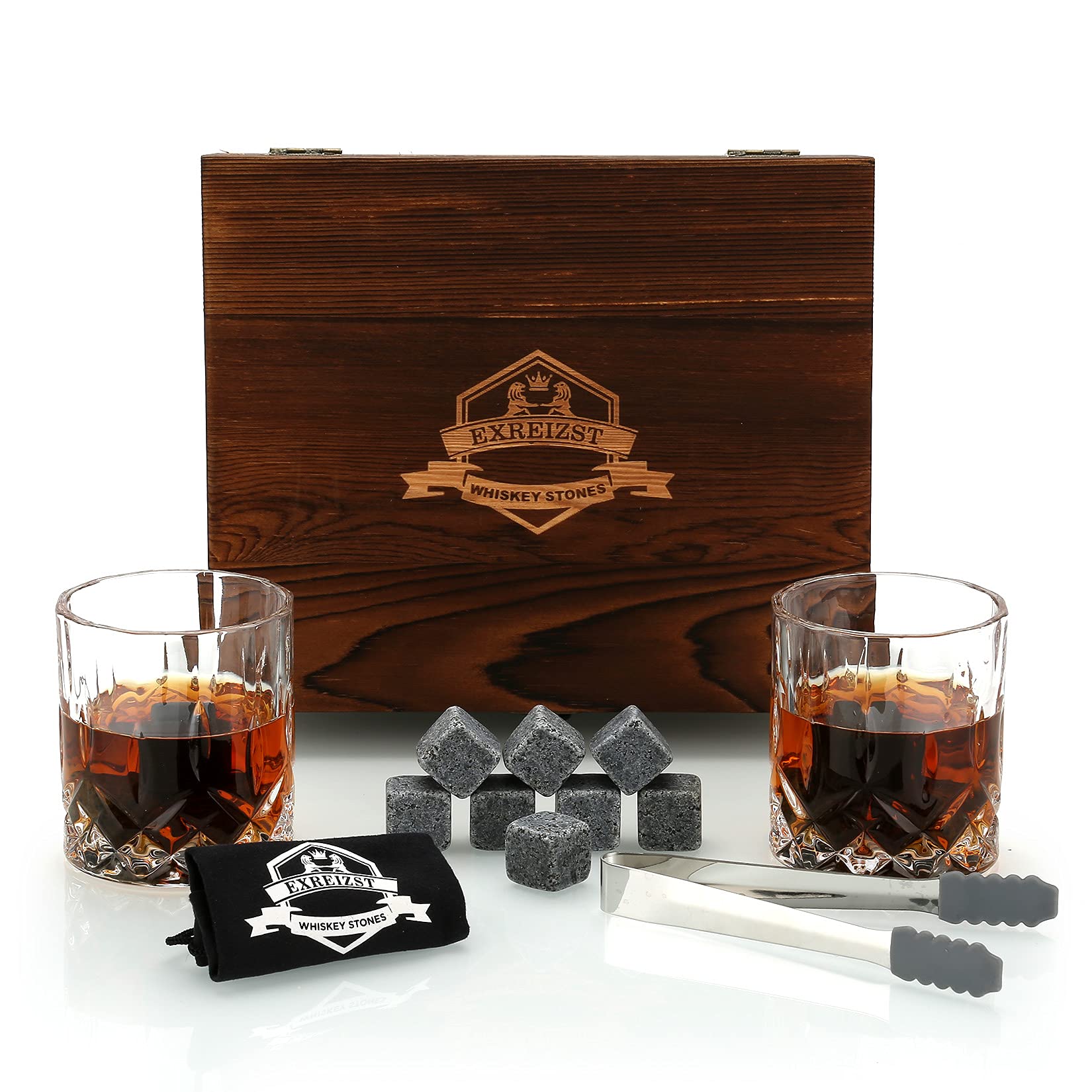 Whiskey Stones Gift Set Whiskey Glass Set of 2 Granite Chilling