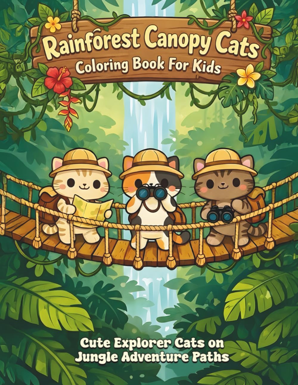 Rainforest Canopy Cats Coloring Book For Kids: A Cat Coloring Book for Kids Ages 8–12 with Rainforest Adventure Scenes
