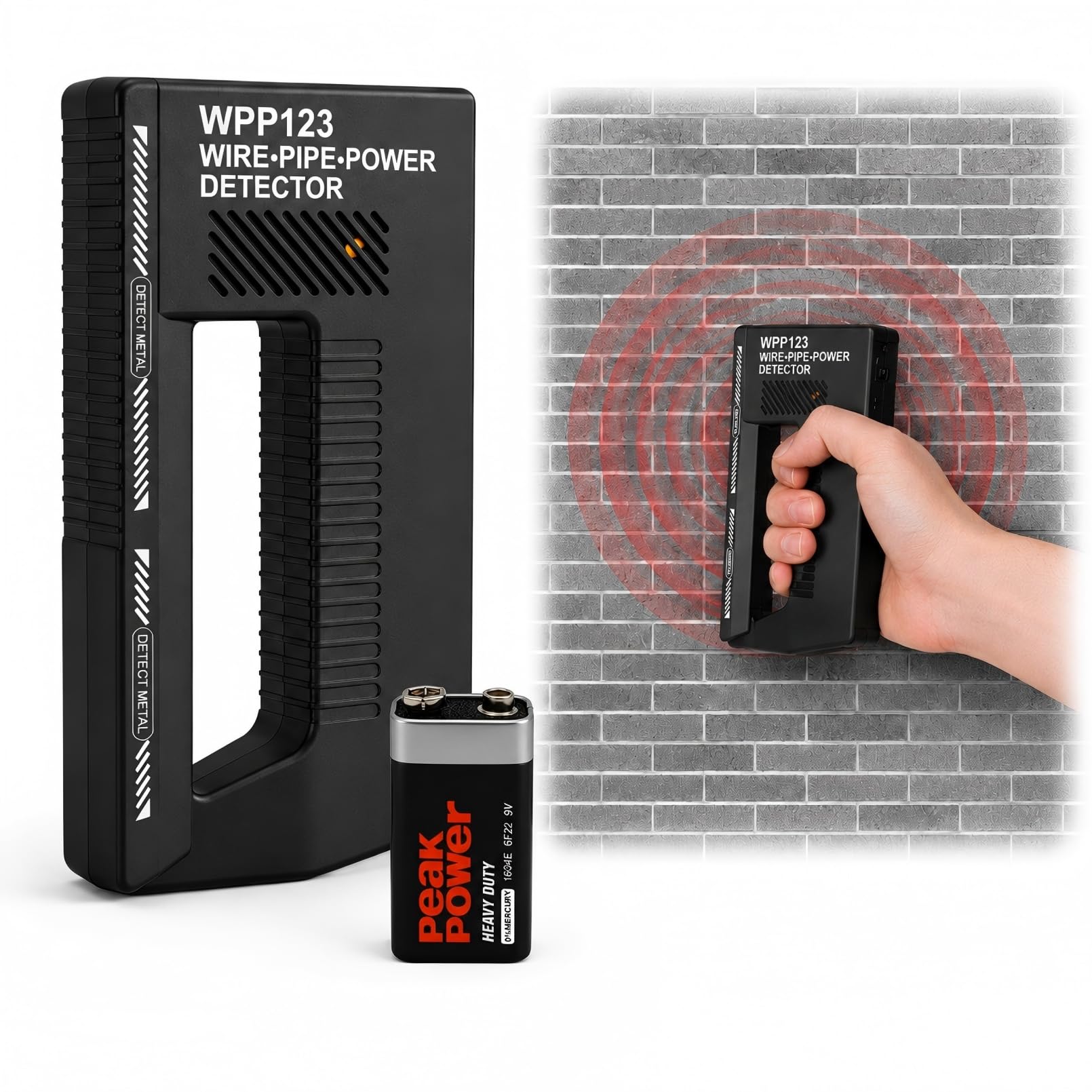 Wpp123 Wall Scanner, 2 in 1 Handheld Electric Cable Power Detector with Alarm Cable Stud Pipe Detector for Wires and Pipes, High Sensitivity Metal Wire Detector for Walls Detect Floors Ceilings