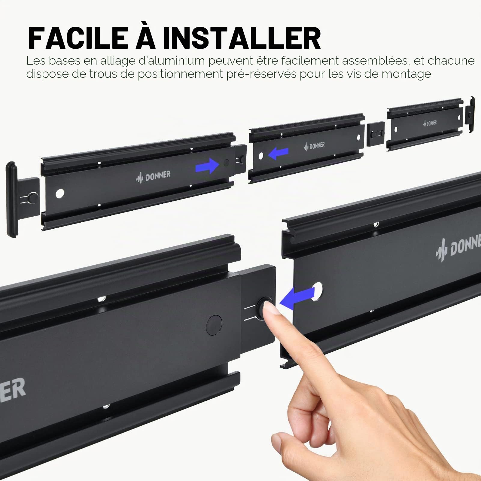 Donner 5 Support mural pour guitare Noir Support mural pour guitare avec 5 supports de guitare réglables pour guitares électriques acoustiques, basses, ukulélé folk