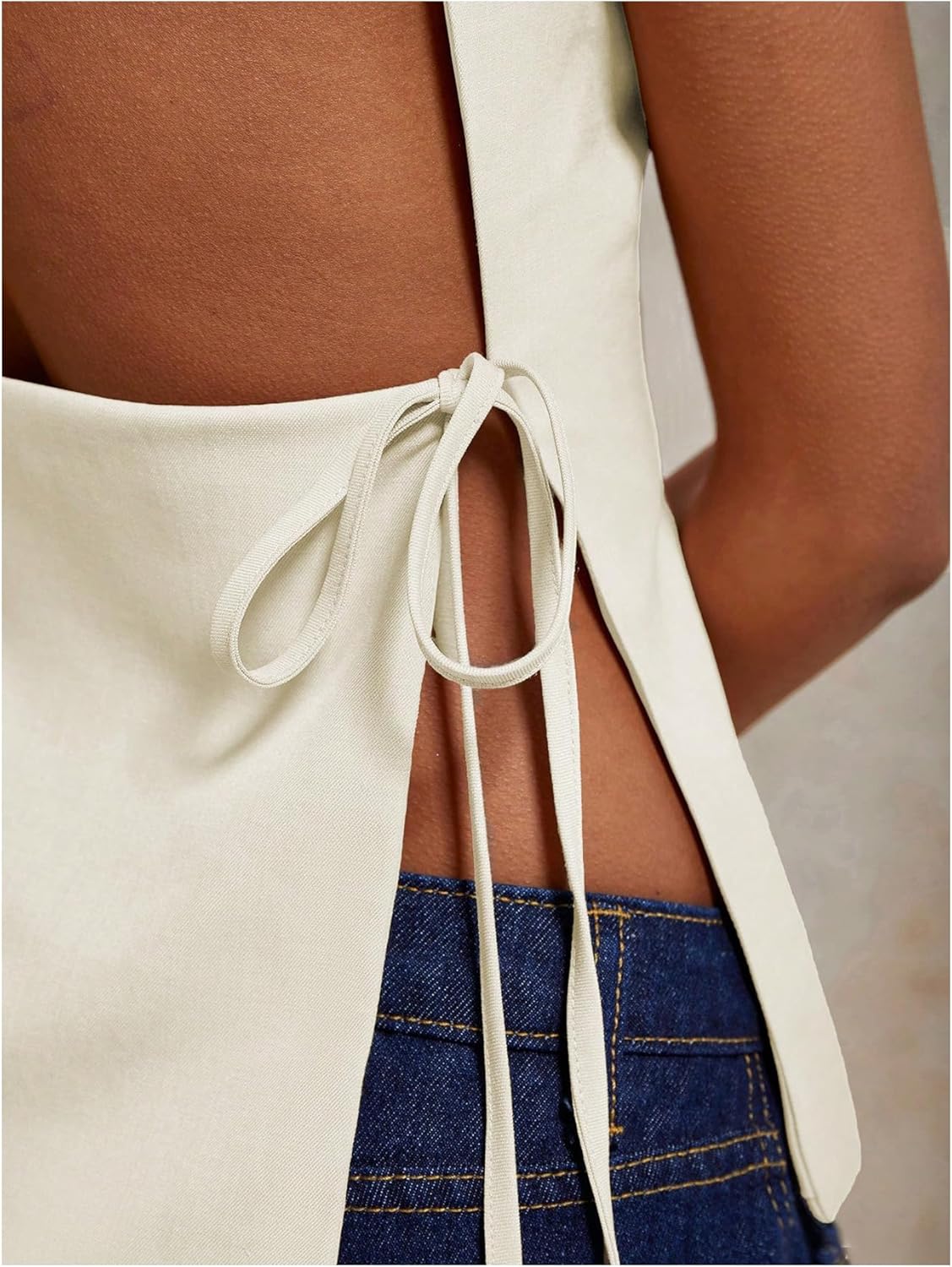 MakeMeChic Women's Going Out Tops Y2k Halter Tops Dressy Backless Top - Image 4