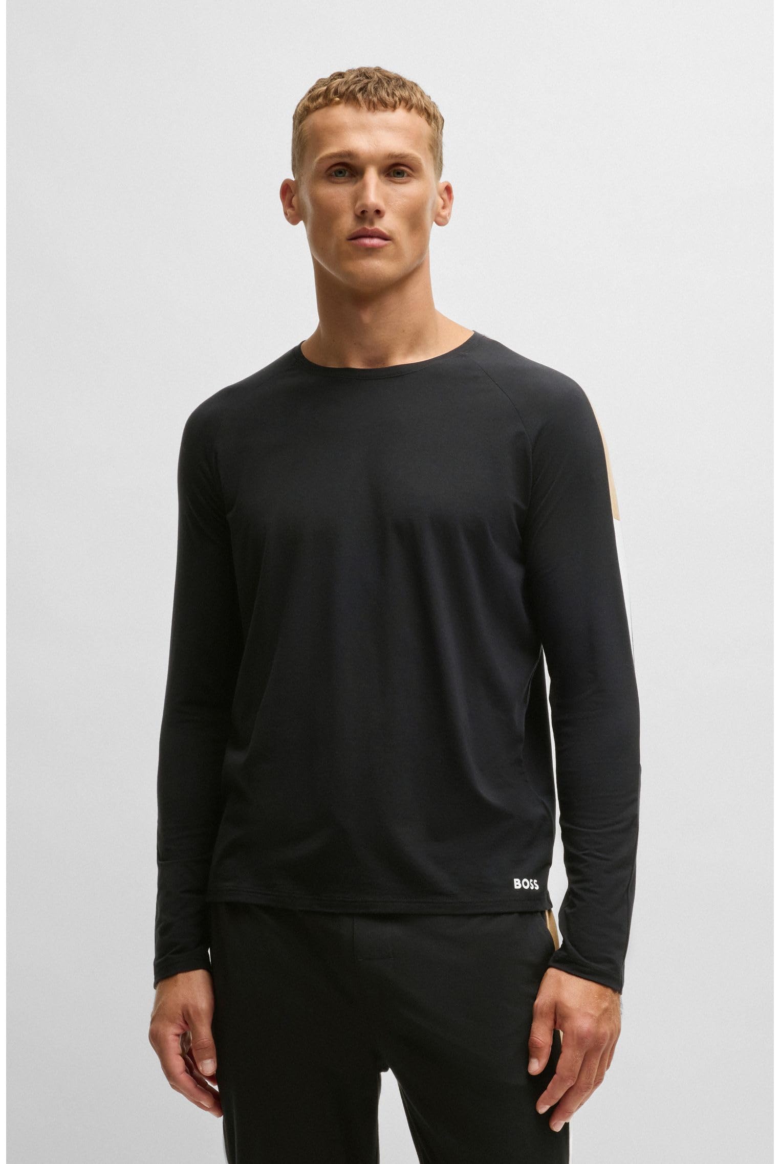BOSS Herren Balance Long Set Pyjama aus Baumwoll-Mix mit kontrastfarbenen Einsätzen