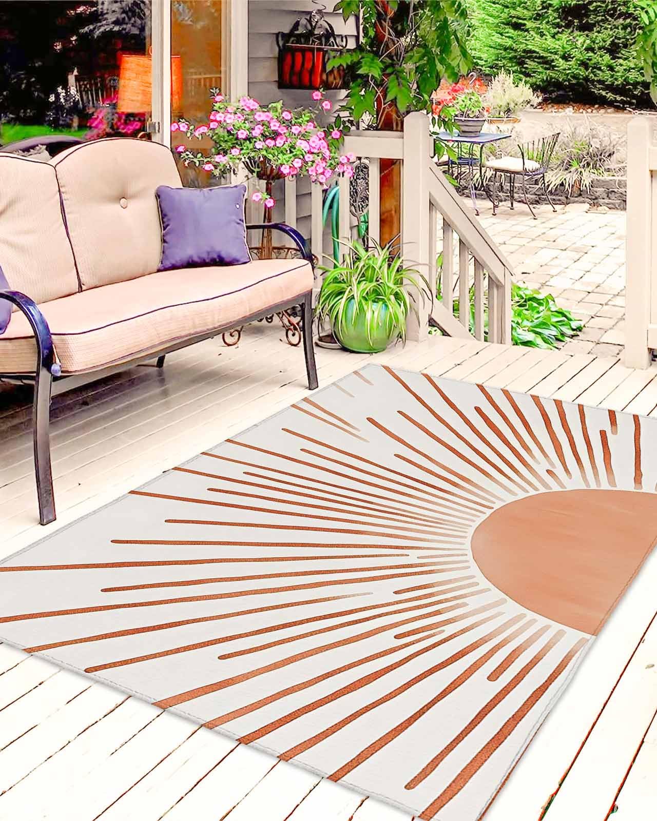 Amazon.com: ERUNPONLY Orange Sunshine Outdoor Rug 6x9 Ft for Patio