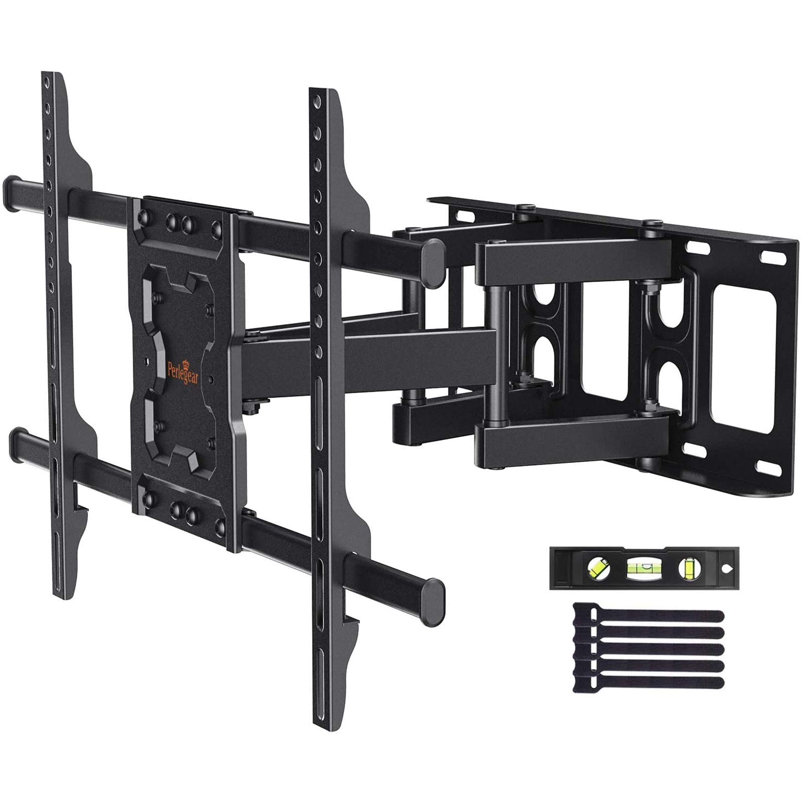 Perlegear Full Motion TV Wall Mount Bracket Dual Articulating Arms Swivels Tilts Rotation for Most 37-75 Inch LED, LCD, OLED Flat Curved TVs, Holds up to 132lbs, Max VESA 600x400mm