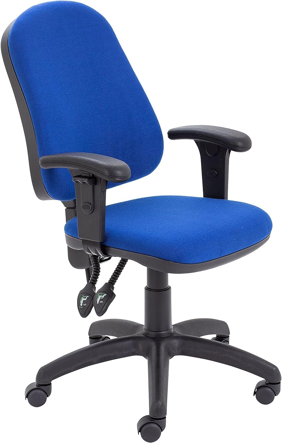 Chilli Mist Office Chair, Computer Desk Chair, Swivel Chair with Adjustable Backrest, Home Office Chair with Wheels, Max 115kg, 2 Yr Wty (Blue, Height Adjustable Arms)