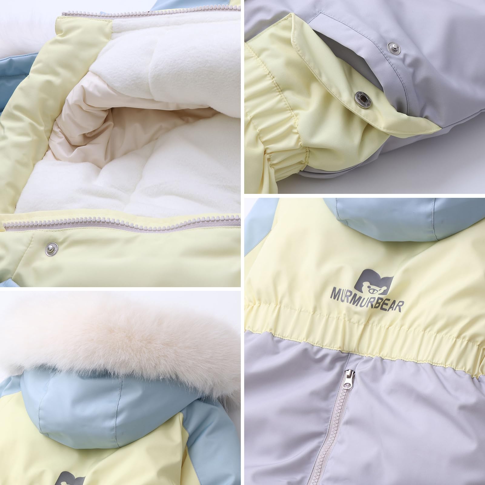Combinaison de Neige Enfant Fille à Capuche Barboteuse Garçon Doublée de Polaire Combinaison de Ski Bébé Chaude