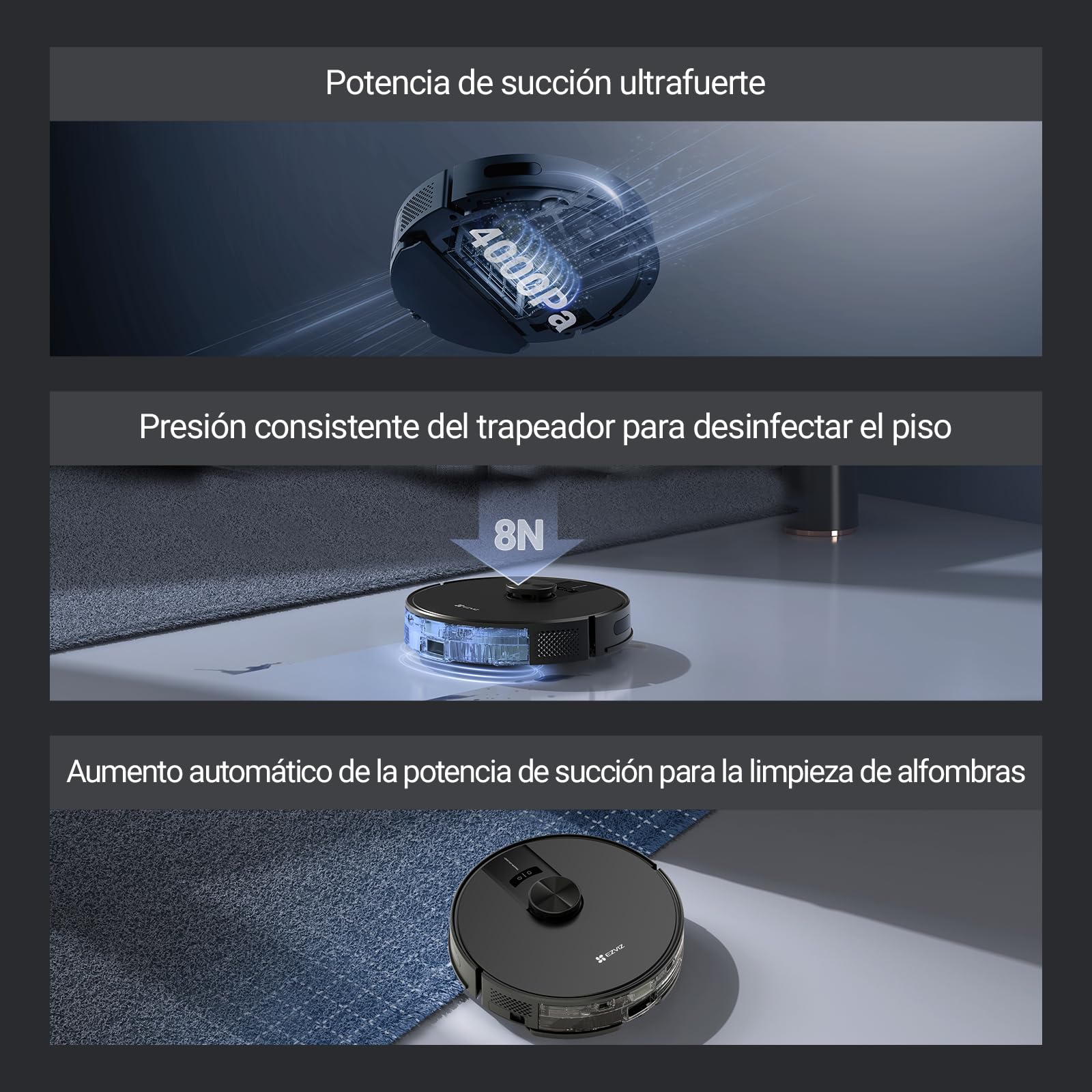 EZVIZ Robot Aspirador RE4 Plus Negro